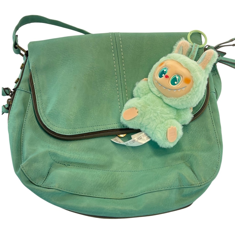 Green Faux Leather Bag Womens Purse Hobo Travel Shoulder Bag w/ Free Bag Charms‎